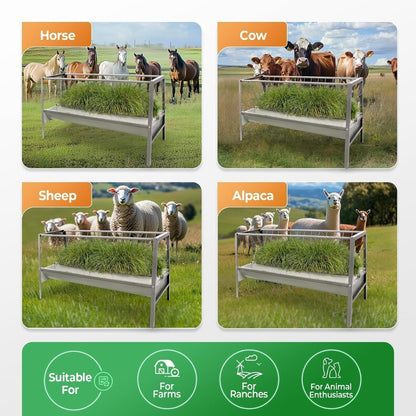 Pasture Hay Feeder 2 in 1 55 Gallon 59 in Livestock Feed Trough