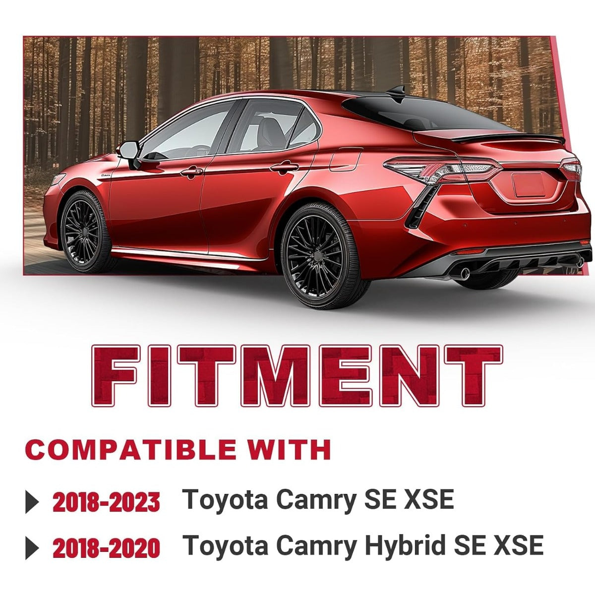 ALMULOO Rear Diffuser Compatible with 2018-2023 Toyota Camry SE XSE & 2018-2020 Camry Hybrid SE XSE, Shark Fin Style Rear Bumper Lip Splitter Valance Spoiler, Black Painted PP Plastic