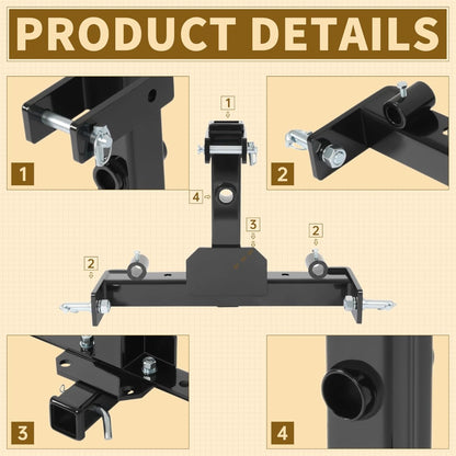 3 Point Hitch Receiver Universal Compatible with Category 1 Tractors Trailer Gooseneck Drawbar Receiver w/Spear Holes Black Steel Powder Coated