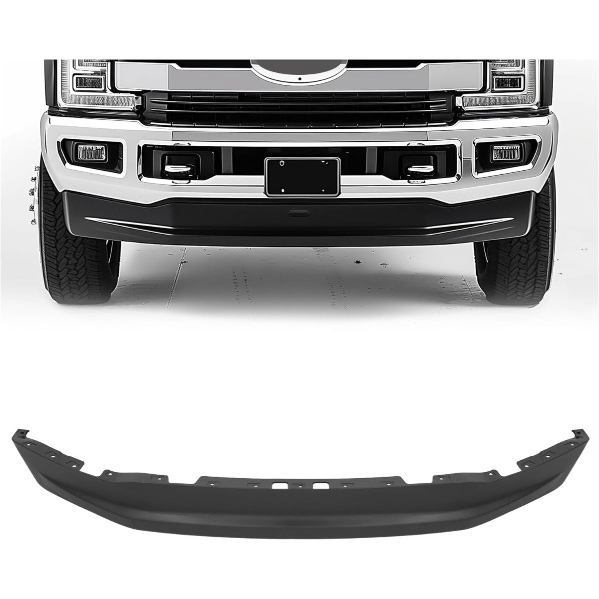 KUAFU Front Lower Bumper Valance Compatible with 2017-2019 Ford F250 F350 F450 F550 Super Duty Pickup 4-Wheel Drive Replacement for FO1095271, HC3Z17626AE Bumper Lip Air Dam Deflector PP Plastic