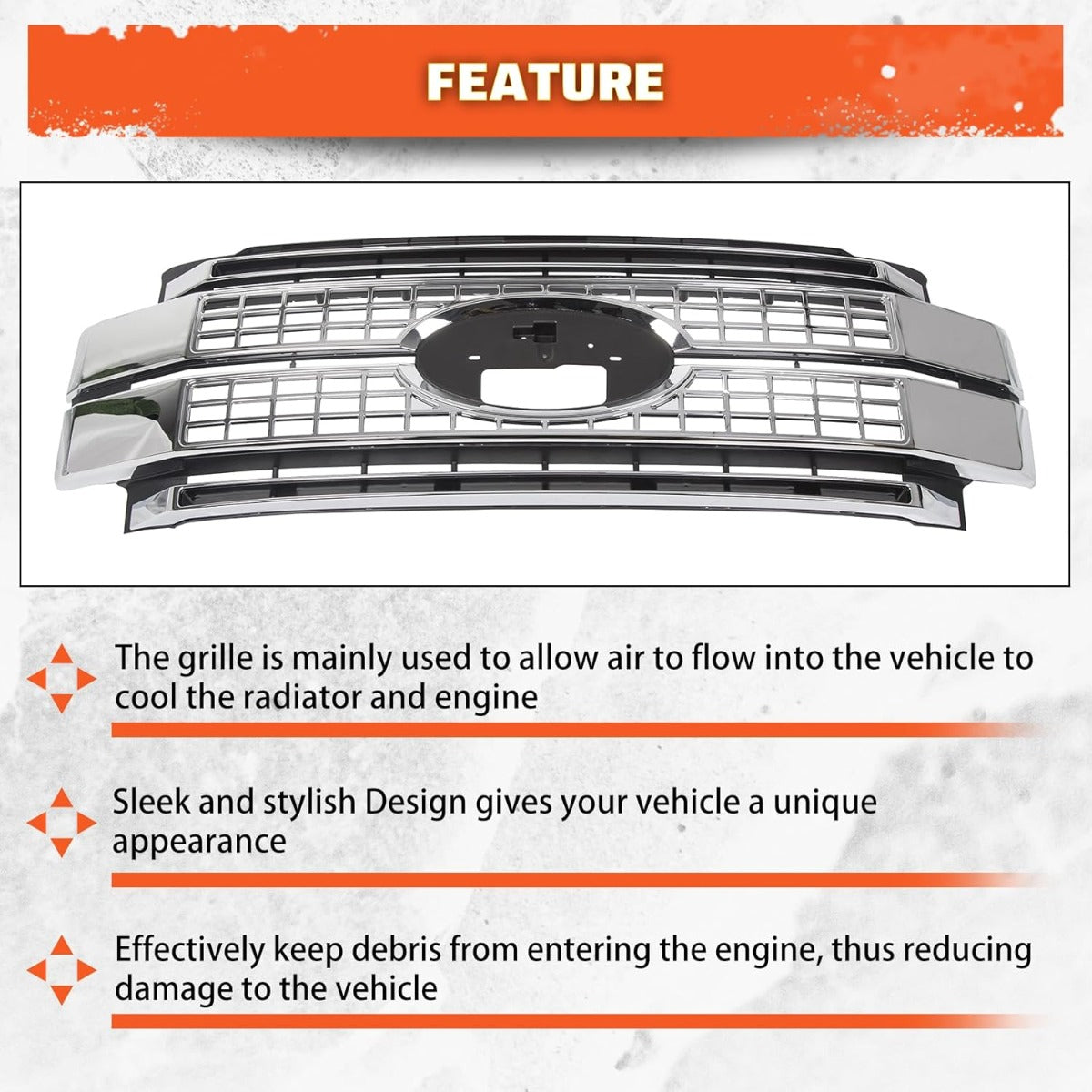 Front Bumper Hood Grille Grill Compatible with 2017 2018 2019 Ford F250 F350 F450 Super Duty Chrome (NOT ONLY OVERLAY) LYAP-293-1T