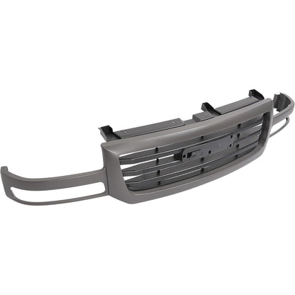 Grill Compatible with 2003-2006 GMC Sierra 1500|2007 GMC Sierra 1500 Classic|2003-2004 GMC Sierra 2500 Replacement for 19130790 GM1200476 Front Bumper Textured Grille Gray+Black Plastic(ABS)