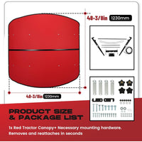 Load image into Gallery viewer, Tractor Canopy for ROPS 48-3/8&quot; X 48-3/8&quot; - Red Rops Canopy for Tractor and Mowers Umbrella (Will Add About 4&#39;&#39; to The Height of The Tractor)
