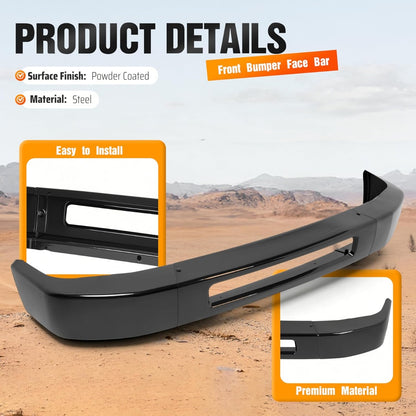 ALMULOO Front Bumper Face Bar Compatible with 2008-2014 Ford E-150/Ford E-250 and 2008-2019 Ford E-350 Super Duty/E-450 Super Duty Replace 8C2Z17757APTM FO1002409 Steel Powder Coated Black