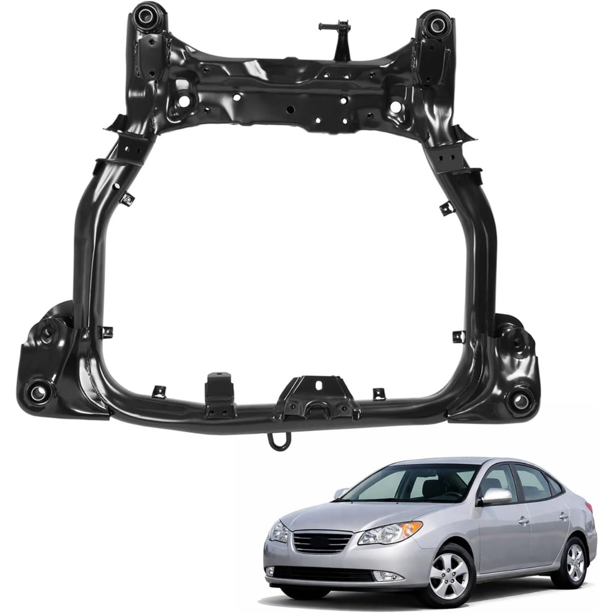 Front Subframe Crossmember Suspension Compatible with 2007-2010 Hyundai Elantra 4 Door Sedan Only Replacement for HY1226113 624052H030 Electrophoresis Steel Primed Black