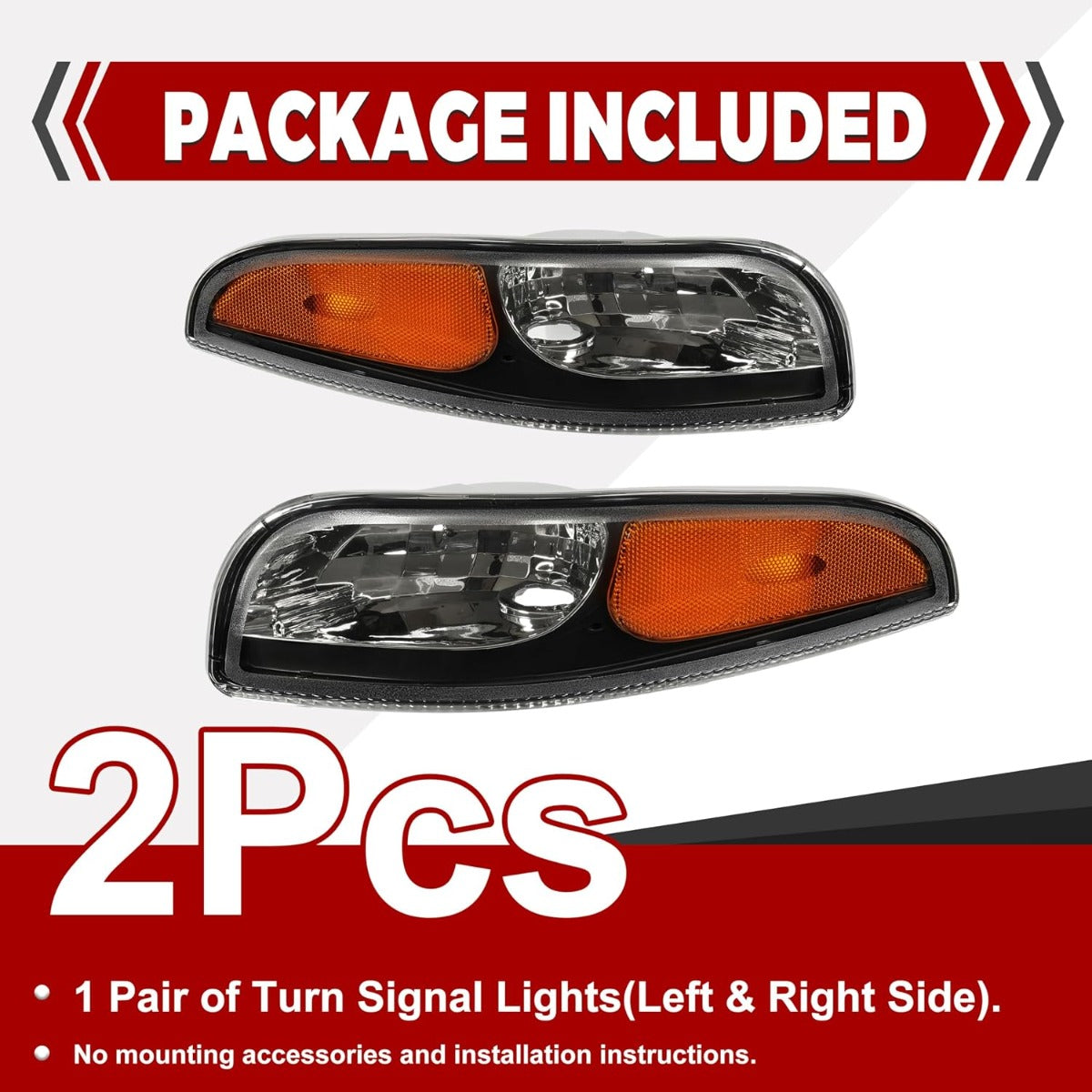 HECASA Turn Signal Light Compatible with 1997-2004 Chevy Chevrolet Corvette C5 Side Marker Clear Lens Black Housing Plastic Replacement for GM2520186 GM2521186 10301357 10301356