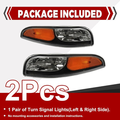 HECASA Turn Signal Light Compatible with 1997-2004 Chevy Chevrolet Corvette C5 Side Marker Clear Lens Black Housing Plastic Replacement for GM2520186 GM2521186 10301357 10301356