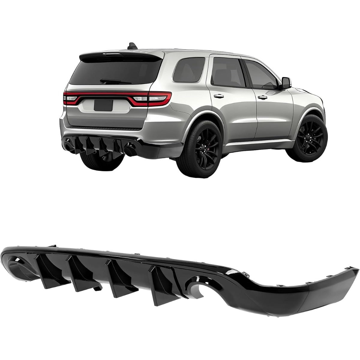 Rear Bumper Diffuser Compatible with 2011-2022 Dodge Durango R/T SRT Rear Lower Bumper Lip Splitter Valance Bumper Spoiler Painted Gloss Black