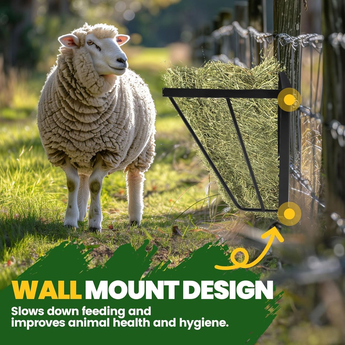 KUAFU Hay Feeder Goat Wall Mount Sheep Hay Rack Horses Feeding Trough Gallo