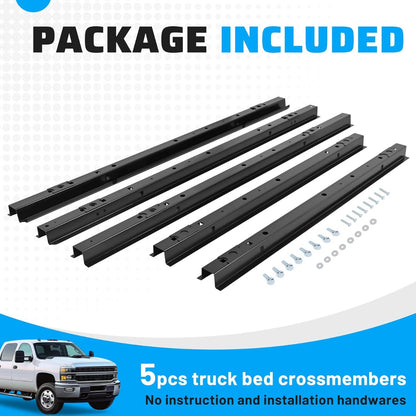 Truck Bed Crossmember Repair Kit Compatible with 2001-2006 Chevrolet Silverado 2500 HD Floor Support Rails Electrophoresis Steel Black