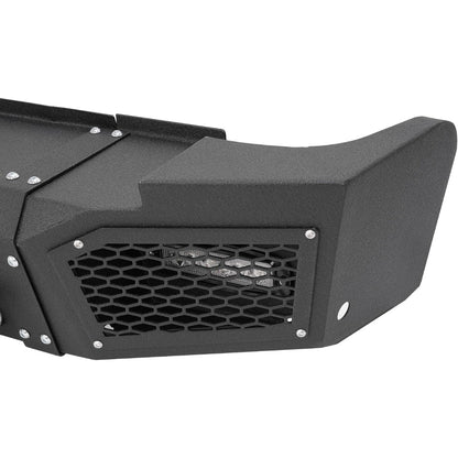 ALMULOO Rear Bumper Assembly Compatible with Chevy/Chevrolet Silverado GMC Sierra 2500 3500 HD 2007-2010 W/ 4 x LED lights, 2 x D-rings Steel 2 Packages