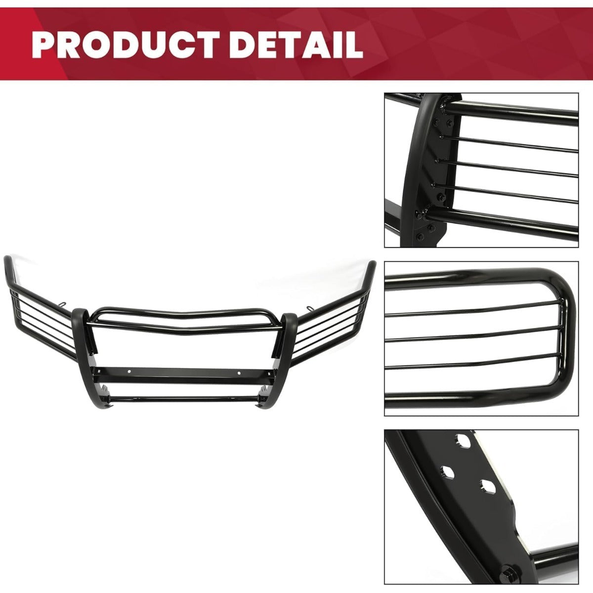 Brush Guard Compatible with 2007-2014 Chevy Chevrolet Suburban Tahoe Avalanche 1500 (New Body Style) Grille Grille Guard Front Bumper Protector Steel Powder Coated Black