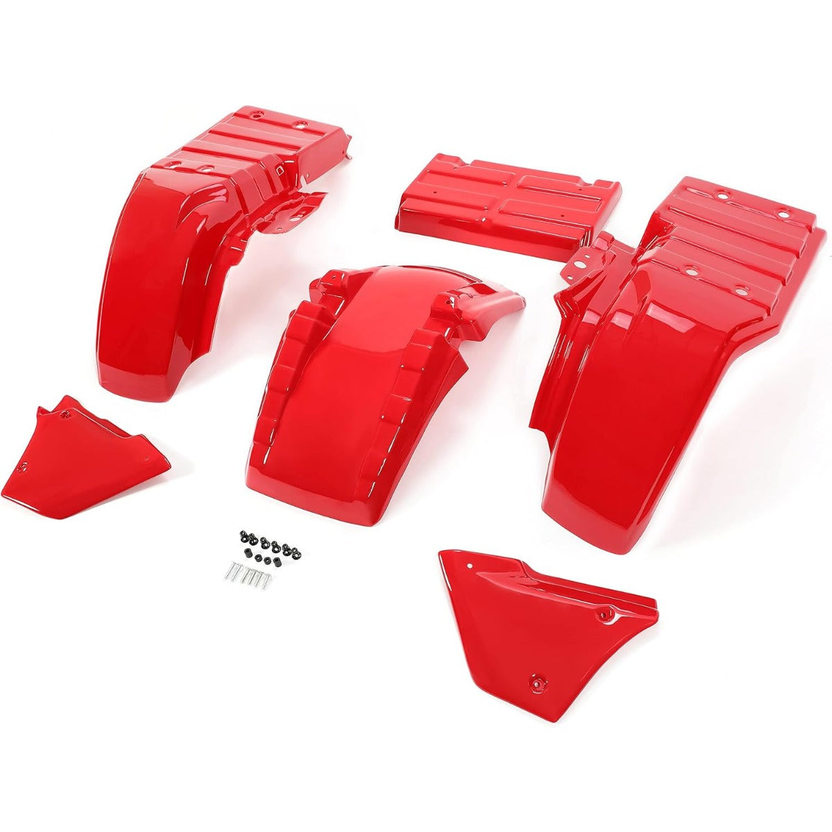 KUAFU Complete Fender Kit 6Pcs Compatible with 1985-1987 Honda Big Red 250 ATC250ES Protection Guard Red Plastic
