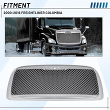 Front Upper Grille Compatible with 2000-2016 Freightliner Columbia Bumper Grill w/Bug Screen Chrome Steel+Plastic Silvery