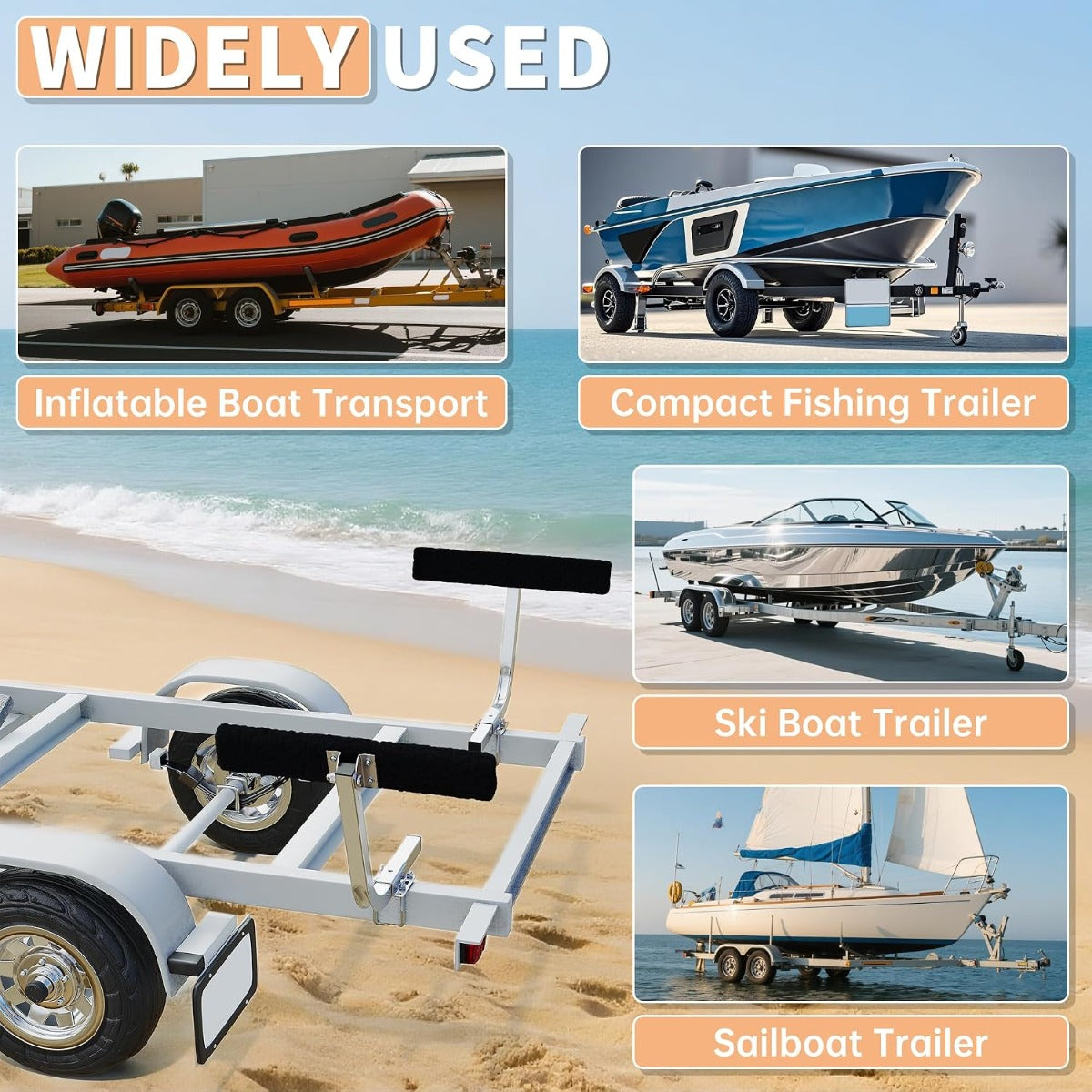 ECOTRIC Boat Trailer Guide 2 Foot Bunk Board Guide-On Rails Galvanized