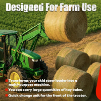 Load image into Gallery viewer, 47&quot; 1200 LBS Hay Bale Spear Compatible with Kubota Bobcat Buckets Tractors Loaders Square Bale Hay Spike Forks Steel Powder Coated-Black 1PCS
