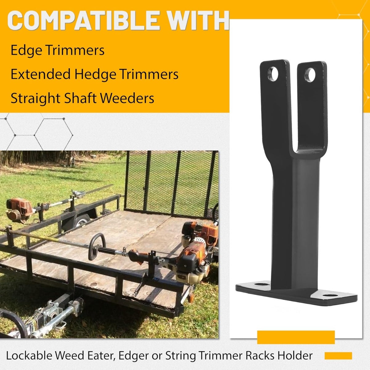 Lockable Weed Eater, Edger or String Trimmer Racks Holder Hold Compatible with Weeder Edger Single Tier Mount On Pickup Open Trailer Pair