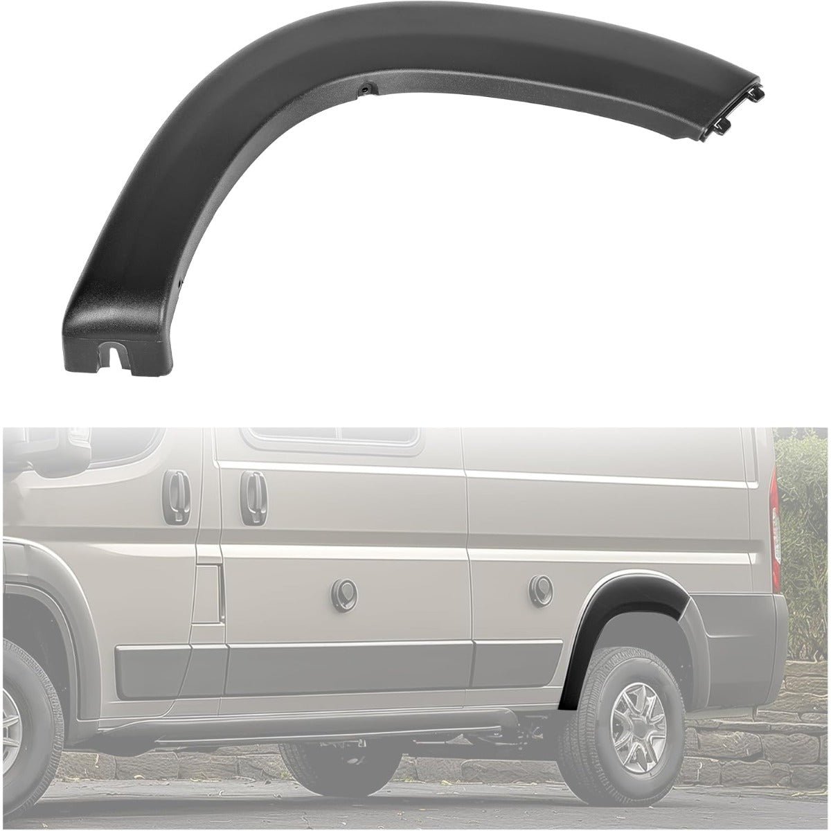 KUAFU Bumper Molding Trim Fender Flare Compatible with 19-22 Ram ProMaster | Rear; Compatible with 2019-2022 Dodge Ram ProMaster 1500 2500 3500 Wheel Flare; PP Plastic Black Left Driver Side