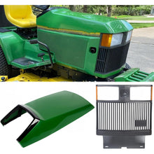 Hood+Grille Compatible with John Deere 415 425 445 455 Lawn Mower Tractor Replacement for AM128986 AM118699 AM116207 Upper Hood Cowl Grille (Reflectors are included. Label is NOT included.)