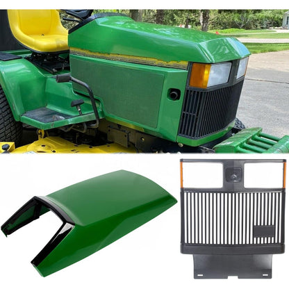 Hood+Grille Compatible with John Deere 415 425 445 455 Lawn Mower Tractor Replacement for AM128986 AM118699 AM116207 Upper Hood Cowl Grille (Reflectors are included. Label is NOT included.)