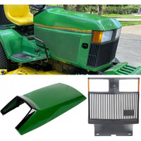 Load image into Gallery viewer, HECASA Hood+Grille Compatible with John Deere 415 425 445 455 Lawn Mower Tractor Replacement for AM128986 AM118699 AM116207 Upper Hood Cowl Grille (Reflectors are included. Label is NOT included.)
