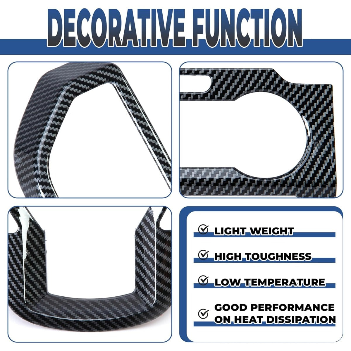 Kojem Interior Center Console Dashboard Trim Compatible with 2015-2020 Ford F150 Steering Carbon Fiber Style Wheel Trim & Navigation Panel Cover