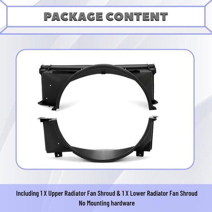 Fan Shroud Compatible with 1988-1999 Chevy Chevrolet GMC Sierra C/K 1500 2500 3500 Series Replacement for 15739589 GM3110116 15696691 GM3110117 Front Upper & Lower Radiator Fan Shroud Black LYAP-939-1