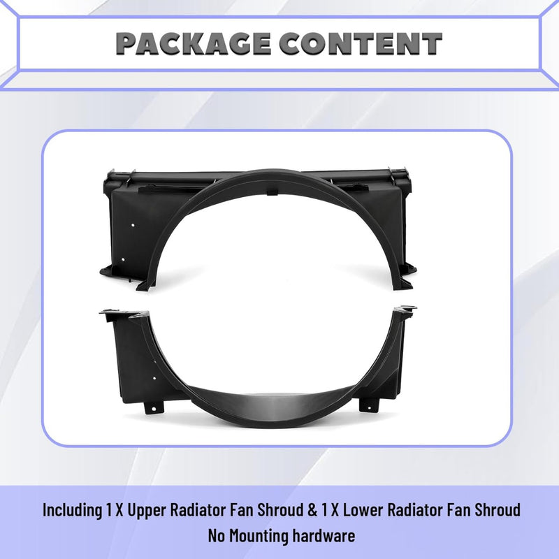 HECASA Fan Shroud Compatible with 1988-1999 Chevy Chevrolet GMC Sierra C/K 1500 2500 3500 Series Replacement for 15739589 GM3110116 15696691 GM3110117 Front Upper & Lower Radiator Fan Shroud Black LYAP-939-1