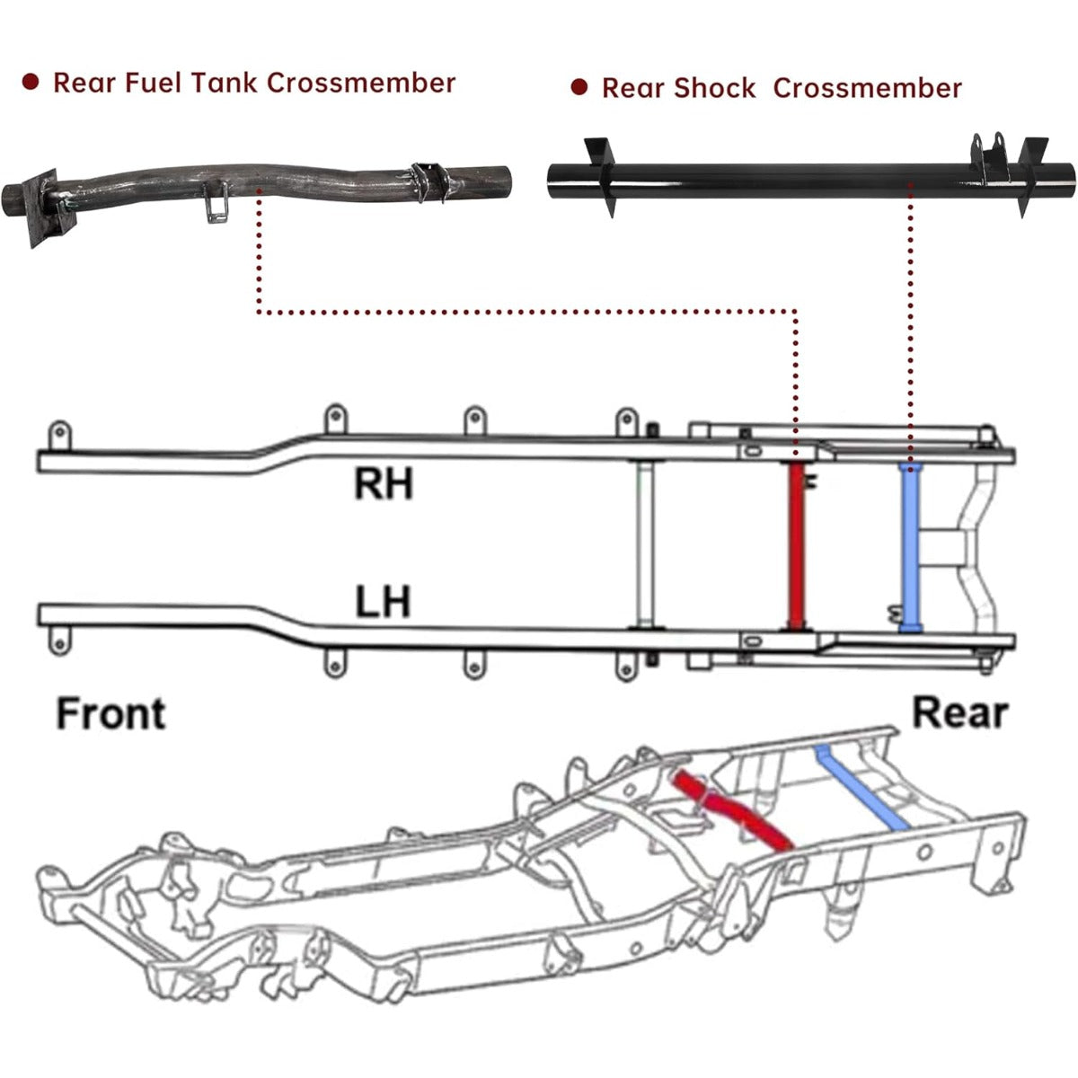 KUAFU Truck Shock Mount Kit Compatible with 1999-2006 Chevy Silverado & GMC Sierra 1500, 2500, 2500HD - Black Steel Alloy Mount Brackets - Easy Installation, No Bed Removal - 2 Pack
