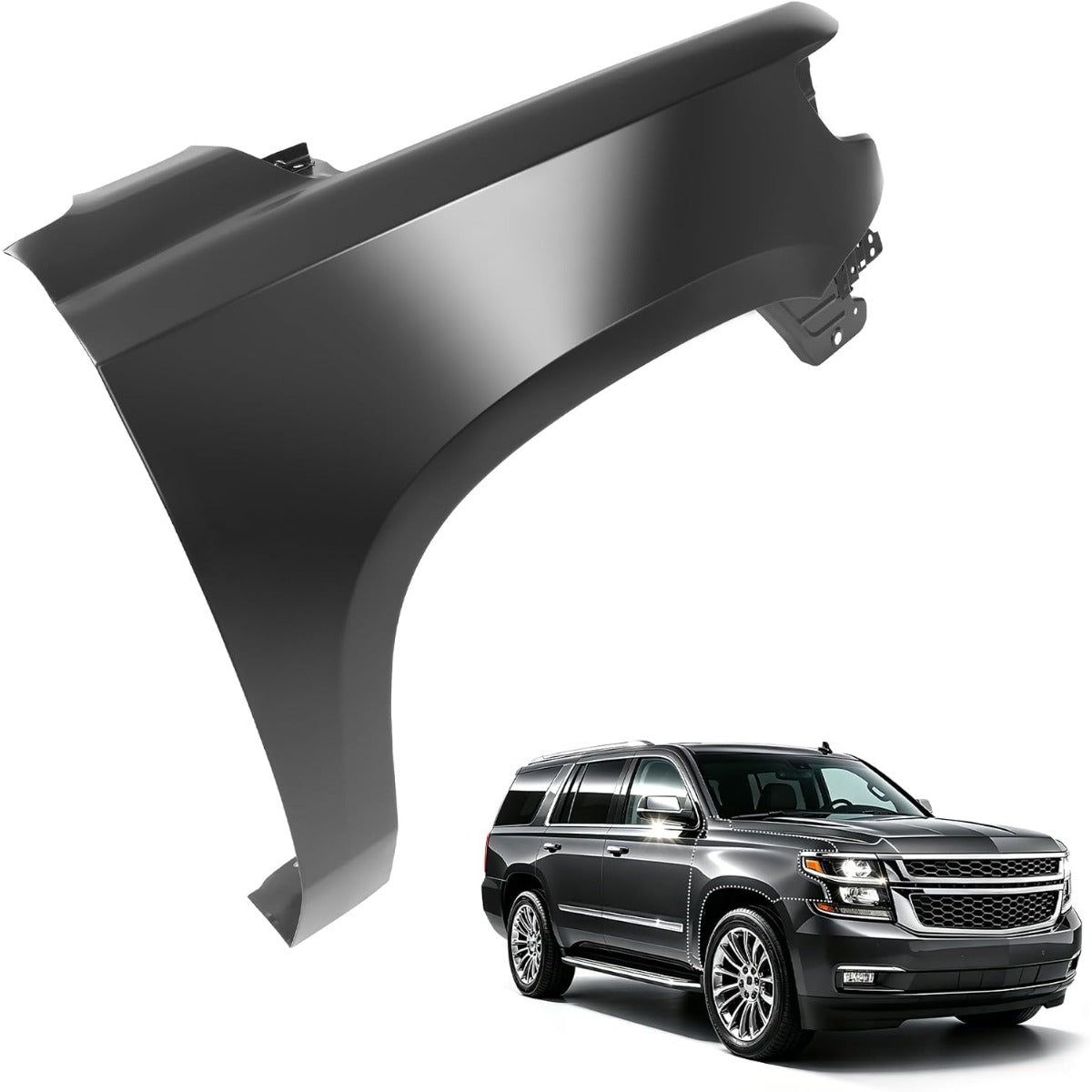 HECASA Front, Right Fender Compatible with 2015-2020 Chevy Chevrolet Suburban Tahoe, Fender Panel Replacement for 84216910 GM1241388, Steel Electrophoresis Passenger Side
