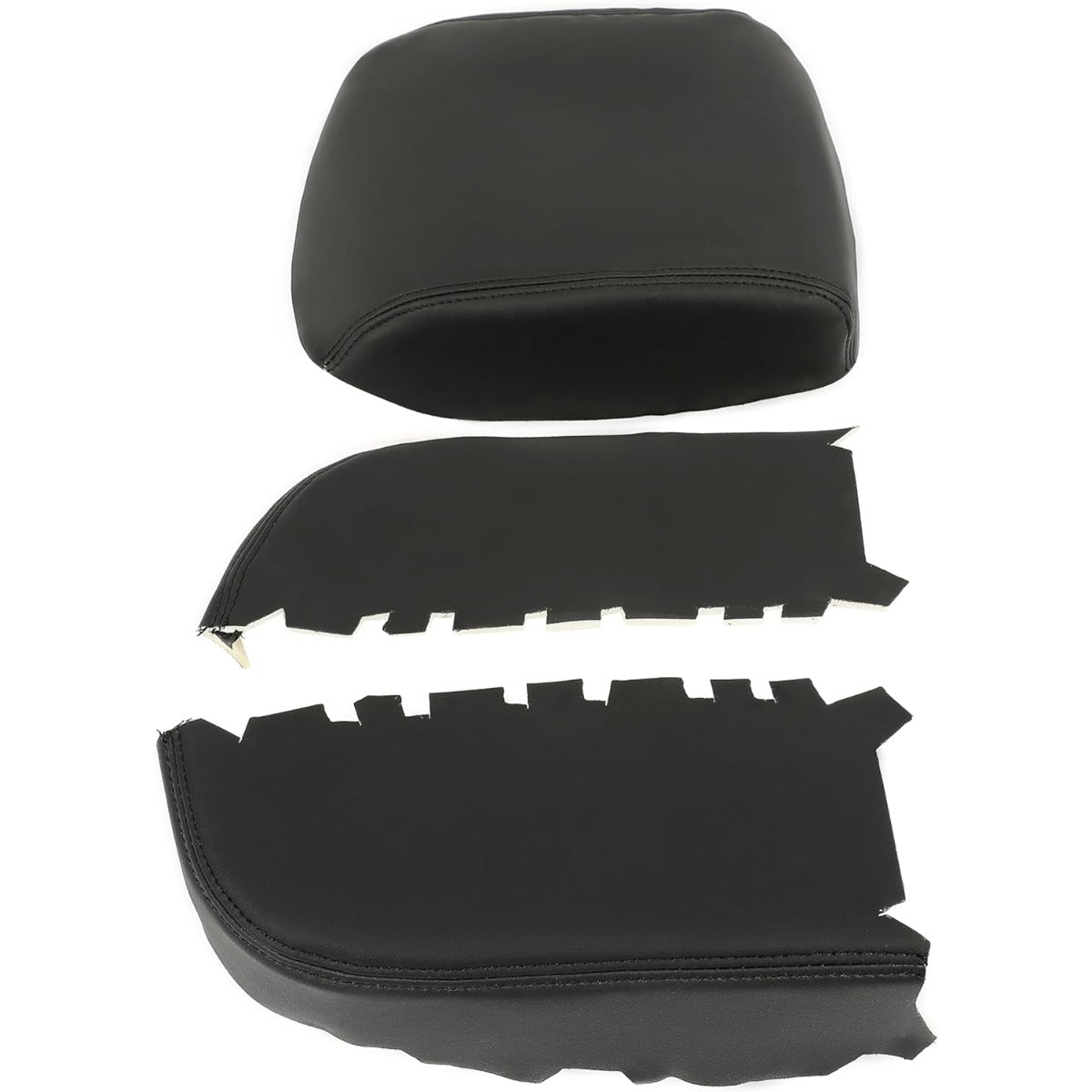 KUAFU Center Console & Front Door Armrest Cover Kit Compatible with 2009-2015 Honda Pilot Console Lid Cover Pad Replacement PVC Black