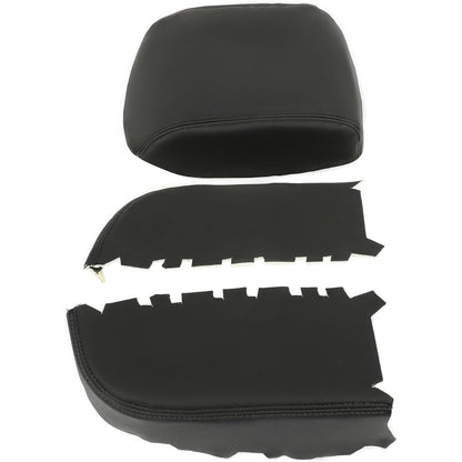 KUAFU Center Console & Front Door Armrest Cover Kit Compatible with 2009-2015 Honda Pilot Console Lid Cover Pad Replacement PVC Black