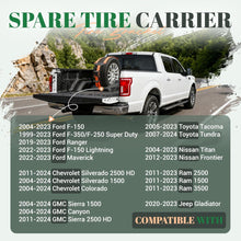 Adjustable Bed Mount Spare Tire Carrier Compatible with 2004-2024 Ford F-150 GMC Sierra 1500 Chevrolet Silverado 1500 Toyota Tacoma Nissan Titan Ram 1500 Pickup Trucks Fits Tires 33" to 40"