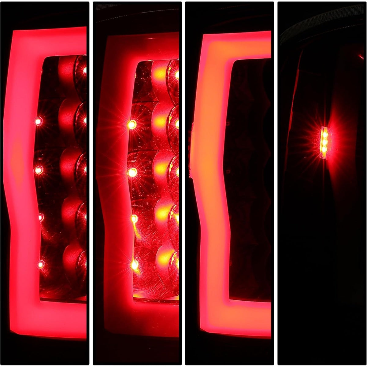 HECASA Tail Lights Assembly Compatible with 2007-2014 GMC Sierra 1500 2500HD 3500HD Pickup Truck LED Tube Bar Rear Tail Lamp Driver and Passenger Side - Clear Lens & Black Housing