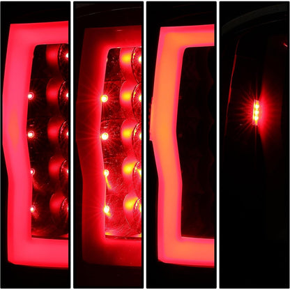 HECASA Tail Lights Assembly Compatible with 2007-2014 GMC Sierra 1500 2500HD 3500HD Pickup Truck LED Tube Bar Rear Tail Lamp Driver and Passenger Side - Clear Lens & Black Housing