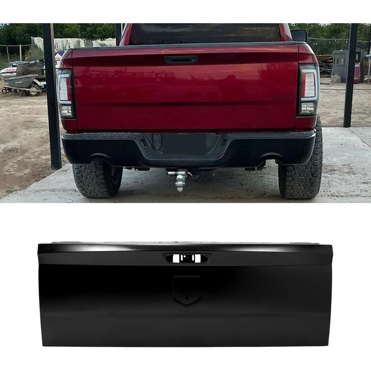 Rear Tailgate Shell Compatible with 2010-2022 Ram 1500 2500 3500 Replacement for CH1900129 Tail Gate Black Electrophoresis Steel LYAM-361S