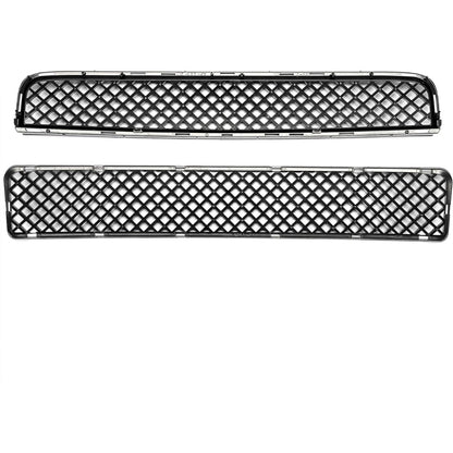 HECASA Front Upper + Lower Grill Compatible with 2005-2010 Scion tC Bumper Cover Mesh Hood Grille Black 2Pcs Replacement for SC1200104 SC1036105