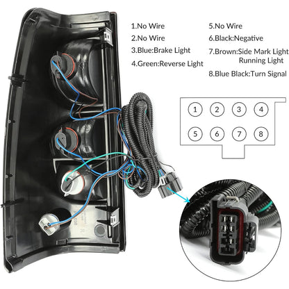 HECASA Tail Lights Passenger Side Compatible with 2003-2007 Chevy Silverado 1500 2500 3500 Pickup Truck w/Bulb & Harness Rear Lamp Taillights Replacement for 19169002 191690
