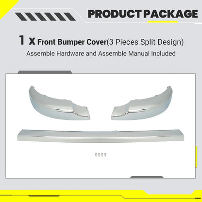 KUAFU Front Bumper Cover Upper Trim Cap Compatible with 2011-2014 Chevy Chevrolet Silverado 2500 3500 HD GM1014106, 25883355 ABS Plastic Chrome Replacement Only 3PCS-Silvery