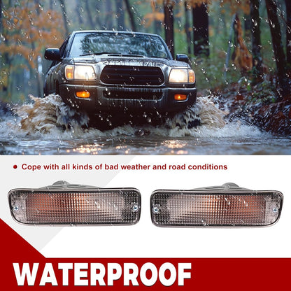 HECASA Pair Front Bumper Turn Signal Light Compatible with 95-97 Toyota Tacoma 4WD/98-00 Toyota Tacoma DLX RWD Replacement for TO2531122 TO2530122 Turn Signal Lamp Driver & Passenger Side Clear Lens