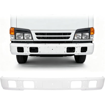 ALMULOO Front Bumper Compatible with 1992¨C2003 Isuzu NPR/NQR/NRR Trucks Heavy Duty Steel White