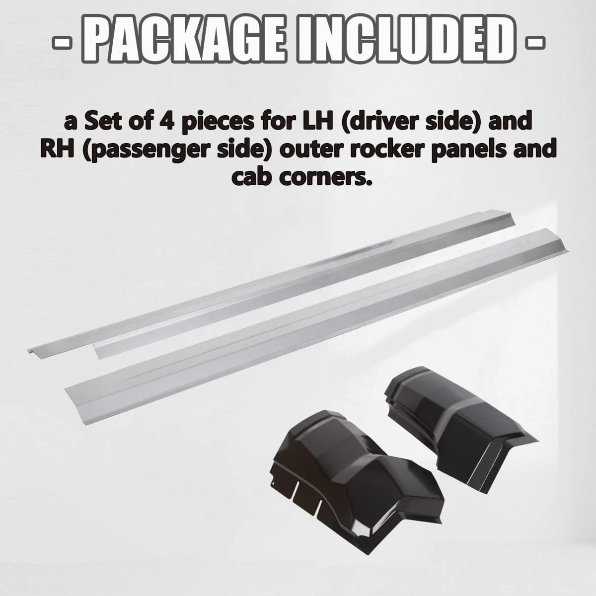 Outer Rocker Panels & Cab Corner Set Slip-on Compatible with 2009-2010 Dodge Ram 1500 Quad Cab/ 2011-2018 Ram Truck Extended Cab 1500 2500 3500 4Pcs You Will Receive 2 Packages