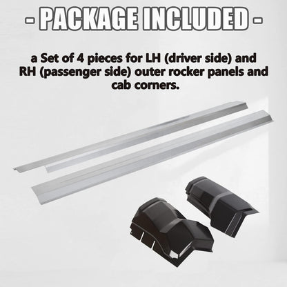 Outer Rocker Panels & Cab Corner Set Slip-on Compatible with 2009-2010 Dodge Ram 1500 Quad Cab/ 2011-2018 Ram Truck Extended Cab 1500 2500 3500 4Pcs You Will Receive 2 Packages