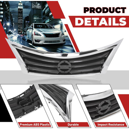 Front Bumper Grill Upper Grille Compatible with 2013 2014 2015 Nissan Altima Sedan Replacement for 623103TA0A NI1200250 Insert Plastic(ABS)