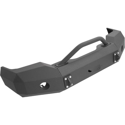 ALMULOO Front Bumper Assembly Compatible with 2003 2004 2005 2006 GMC Sierra 1500 W/Winch Plate, Light Holes, D-Ring Holes&Bull Bar Steel Powder Coated 2 Packages