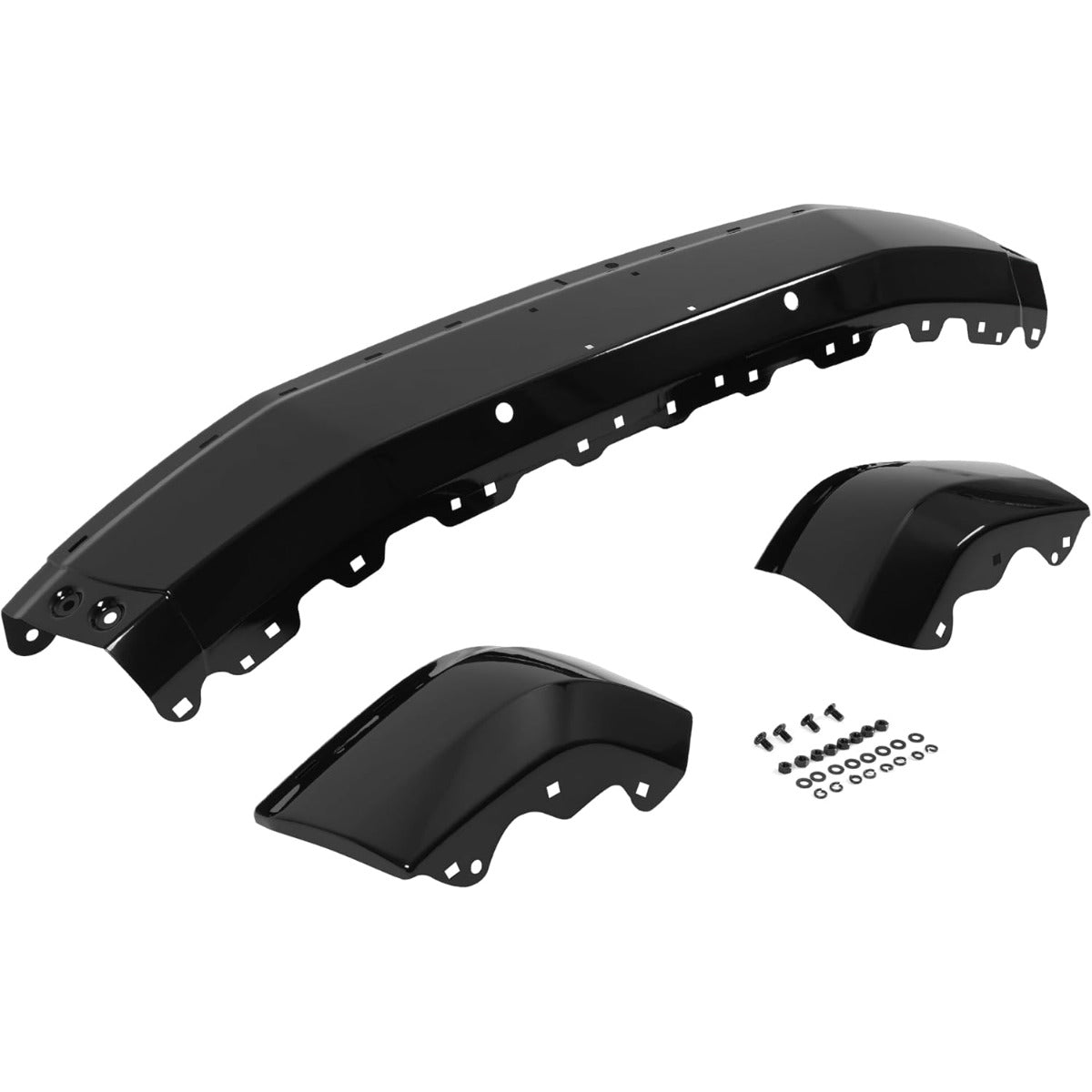 KUAFU Front Bumper Face Bar Compatible with 2003-2014 Chevy Chevrolet Express GMC Savana 1500, 2003-2025 Chevy Chevrolet Express GMC Savana 2500 3500 Replacement For GM1002425, 22872781 -Black 3Pcs