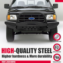 Kojem Front & Rear Bumper Compatible with 1998-2011 Ford Ranger w/Winch Plate D-Rings Powder Coated Steel