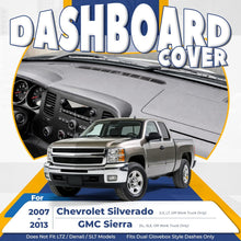 Dashboard Cover Compatible with 2007-2013 Chevrolet Silverado GMC Sierra Does Not Fit LTZ/Denali/SLT Models Fits Dual Glovebox Style Dashes Only Plastic(ABS) Painted+Textured Gray