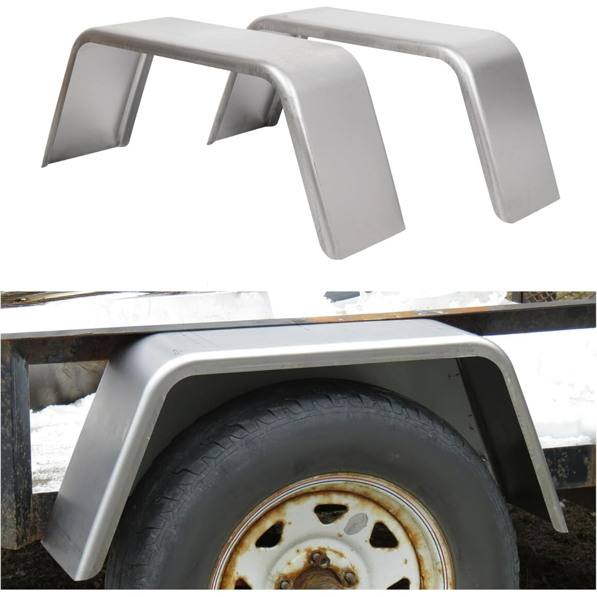 Square Trailer Fenders For 14 Inches-16 Inches Wheels Compatible with Car Hauler Cargo Trailer Utility Landscape Trailer 2 Pack 1 Pair LYAM-377