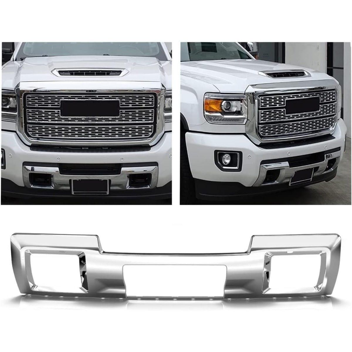 ECOTRIC Front Bumper Skid Plate Panel Lower Cover Compatible with 2015-2019 GMC Sierra 2500/3500 HD 4 Door Replace for GM1053103 23178964 23178780 Silvery